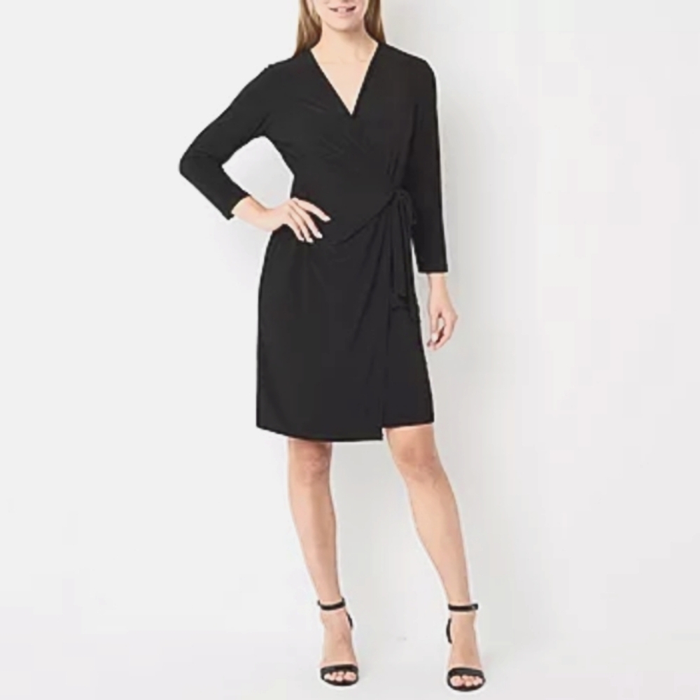 black label by evan-picone Faux wrap Stretch dress Size 12